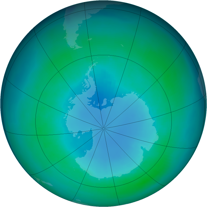 Antarctic ozone map for April 2002